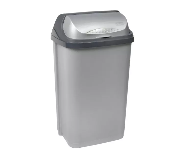 Waste bin with rotating lid 50L Rasmus 39x29.5x67.5cm light silver