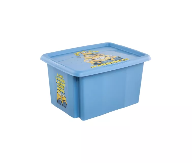 Dėžė su dangteliu 15L Karolina „Minions Happiness“ 38x29.5x20.5cm šviesiai mėlyna
