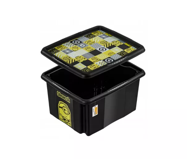 Box with lid 15L Karolina “Minions Mosaic” 38x29.5x20.5cm black