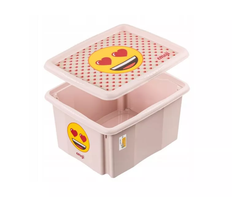 Box with lid 24L Karolina “Emoji Hearts” 42.5x35.5x22.5cm pink