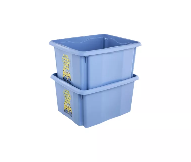 Box with lid 24L Karolina “Minions Happiness” 42.5x35.5x22.5cm light blue