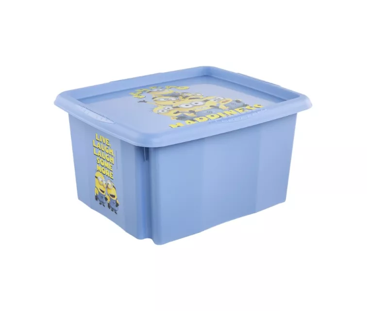 Box with lid 24L Karolina “Minions Happiness” 42.5x35.5x22.5cm light blue