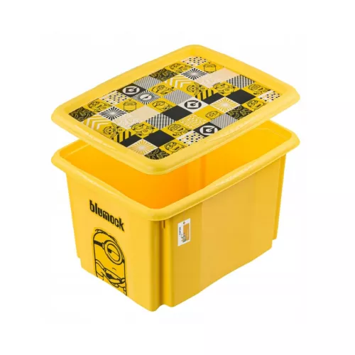 Kaste ar vāku 30L Karolina “Minions Mosaic” 45x35x27cm dzeltena 