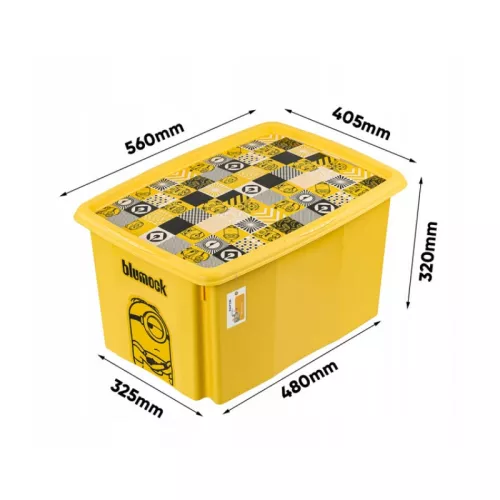 Box with lid 45L Karolina “Minions Mosaic” 55.5x40x30cm yellow