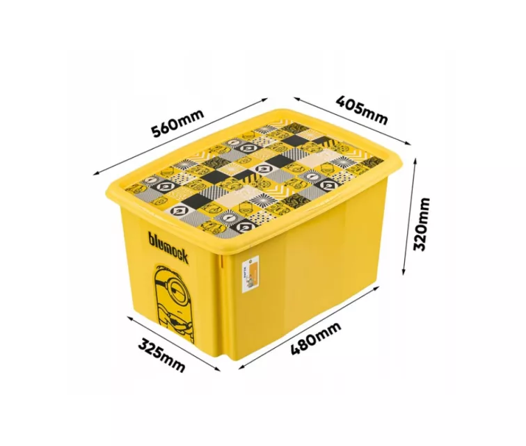Box with lid 45L Karolina “Minions Mosaic” 55.5x40x30cm yellow