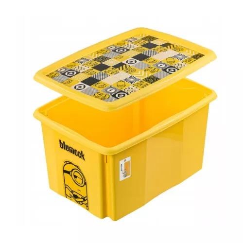 Box with lid 45L Karolina “Minions Mosaic” 55.5x40x30cm yellow