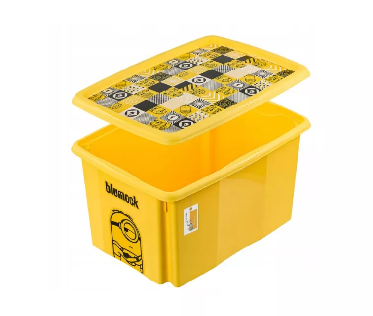 Box with lid 45L Karolina “Minions Mosaic” 55.5x40x30cm yellow