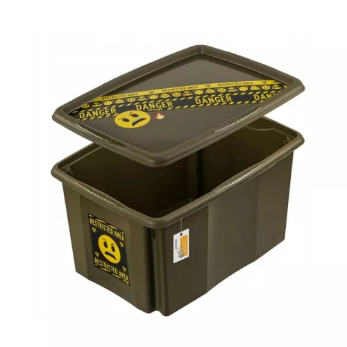 Box with lid 45L Karolina “Emoji Danger” 55.5x40x30cm olive color