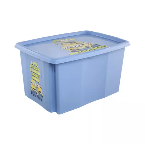 Box with lid 45L Karolina “Minions Happiness” 55.5x40x30cm light blue