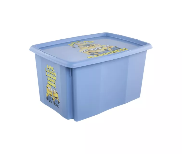Dėžė su dangčiu 45L Karolina „Minions Happiness“ 55.5x40x30cm šviesiai mėlyna