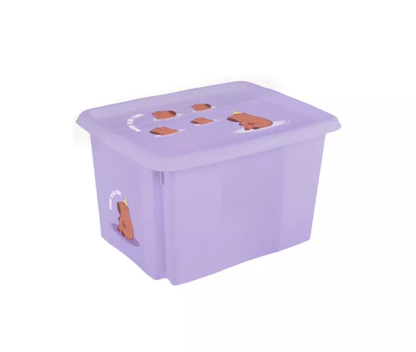Dėžė su dangčiu 45L Karolina "Kapibara" 55.5x40x30cm švelniai violetinė