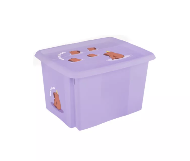 Box with lid 45L Karolina "Capybara" 55.5x40x30cm soft purple