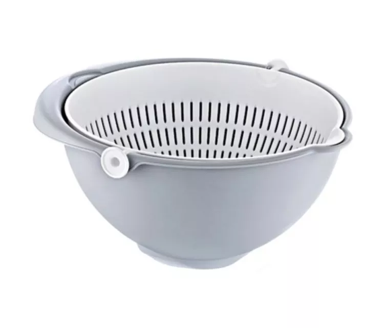 Миска-ситечко 2в1 Stella 25x25x12см белая/серая