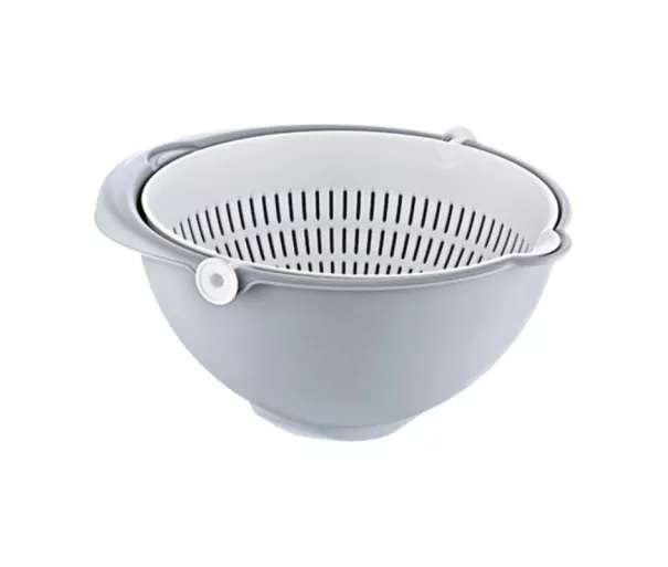 Миска-ситечко 2в1 Stella 21x21x10.5см белая/серая