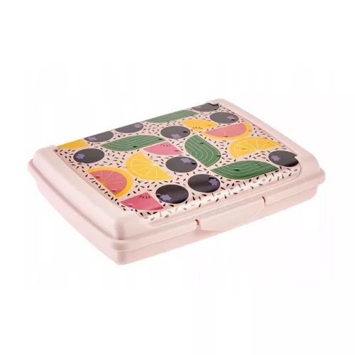 Pārtikas uzglabāšanas trauks deco-click-box mini 0,5L Carla “Fruits” 17x13x3,5cm rozā