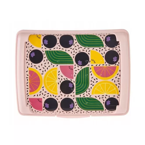 Pārtikas uzglabāšanas trauks deco-click-box mini 0,5L Carla “Fruits” 17x13x3,5cm rozā