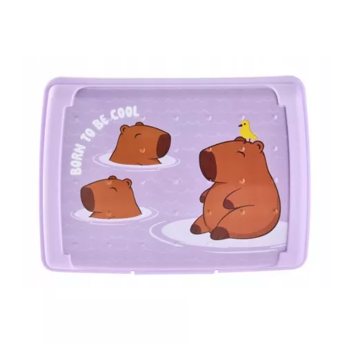 Pārtikas uzglabāšanas trauks deco-click-box mini 0,5L Carla “Capybara” 17x13x3,5cm maigi violets