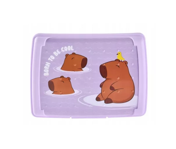 Контейнер для хранения продуктов deco-click-box mini 0.5L Carla “Capybara” 17x13x3.5cm, нежно-фиолетовый