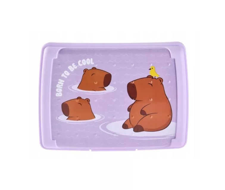 Контейнер для хранения продуктов deco-click-box mini 0.5L Carla “Capybara” 17x13x3.5cm, нежно-фиолетовый