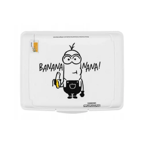 Pārtikas uzglabāšanas trauks deco-click-box mini 0,5L Carla  "Minions Banana" 17x13x3,5cm balta