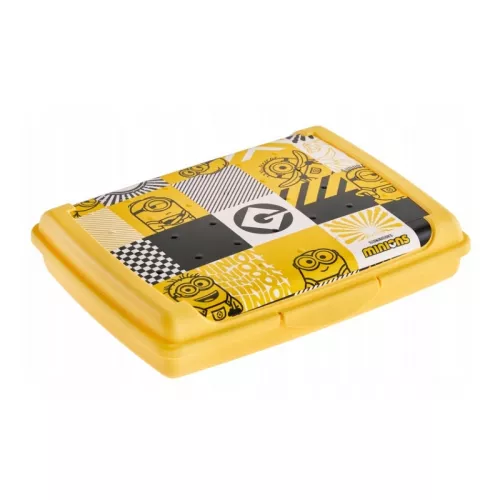 Pārtikas uzglabāšanas trauks deco-click-box mini 0,5L Carla  "Minions Mosaic" 17x13x3,5cm dzeltens