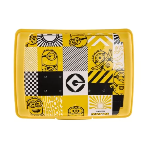 Pārtikas uzglabāšanas trauks deco-click-box mini 0,5L Carla  "Minions Mosaic" 17x13x3,5cm dzeltens