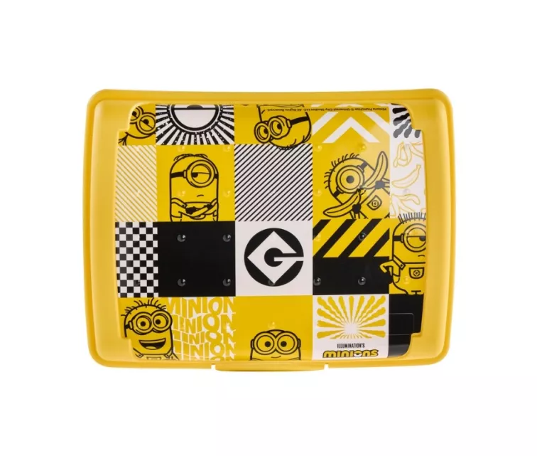 Контейнер для хранения продуктов deco-click-box mini 0.5L Carla "Minions Mosaic" 17x13x3.5 см, желтый