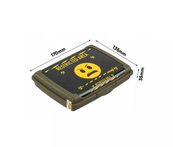 Toidu hoiukarp deco-click-box mini 0.5L Carla "Emoji Danger" 17x13x3.5cm oliivroheline