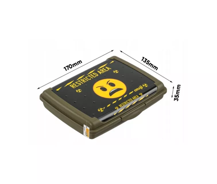 Контейнер для хранения продуктов deco-click-box mini 0.5L Carla "Emoji Danger" 17x13x3.5 см, оливковый цвет.
