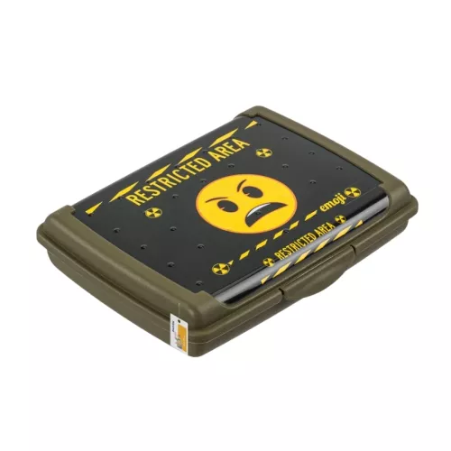 Pārtikas uzglabāšanas trauks deco-click-box mini 0,5L Carla "Emoji Danger" 17x13x3,5cm olīvu krāsā