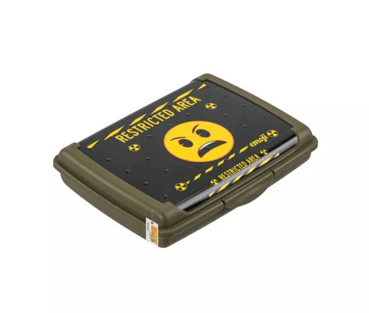 Контейнер для хранения продуктов deco-click-box mini 0.5L Carla "Emoji Danger" 17x13x3.5 см, оливковый цвет.