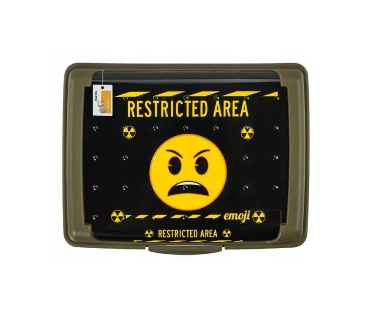 Контейнер для хранения продуктов deco-click-box mini 0.5L Carla "Emoji Danger" 17x13x3.5 см, оливковый цвет.