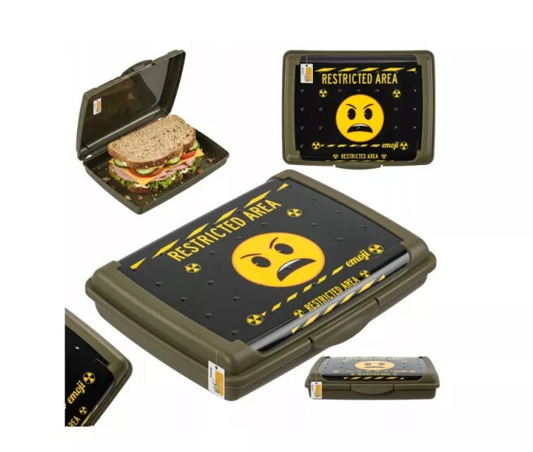 Контейнер для хранения продуктов deco-click-box mini 0.5L Carla "Emoji Danger" 17x13x3.5 см, оливковый цвет.