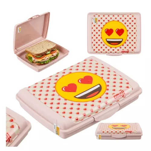 Pārtikas uzglabāšanas trauks deco-click-box mini 0,5L Carla "Emoji Hearts" 17x13x3,5cm rozā