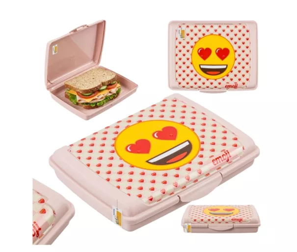 Контейнер для хранения продуктов deco-click-box mini 0.5L Carla "Emoji Hearts" 17x13x3.5cm розовый