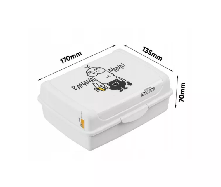 Maisto laikymo indelis „deco-click-box midi“ 1 l Carla „Minions Banana“ 17 x 13 x 7 cm, baltas