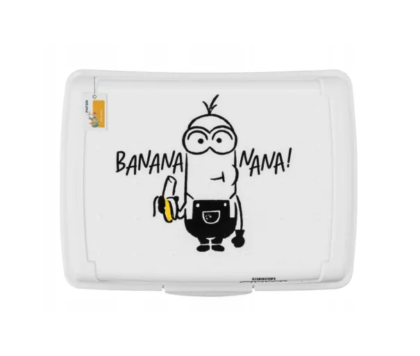 Toidu hoiukarp deco-click-box midi 1L Carla "Minions Banana" 17x13x7cm valge