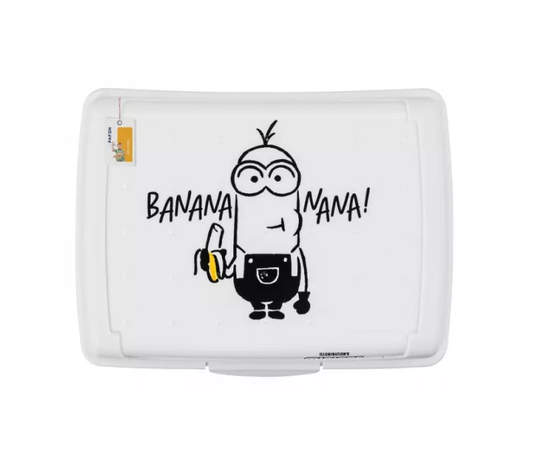 Maisto laikymo indelis „deco-click-box midi“ 1 l Carla „Minions Banana“ 17 x 13 x 7 cm, baltas