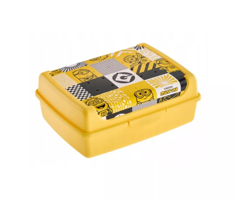 Maisto laikymo indelis „deco-click-box midi“ 1 l Carla „Minions Mosaic“ 17 x 13 x 7 cm geltonas