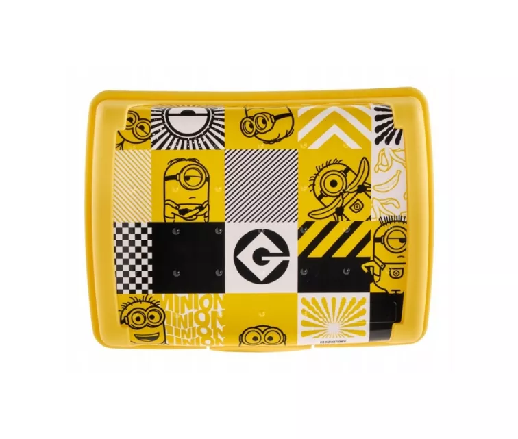 Maisto laikymo indelis „deco-click-box midi“ 1 l Carla „Minions Mosaic“ 17 x 13 x 7 cm geltonas