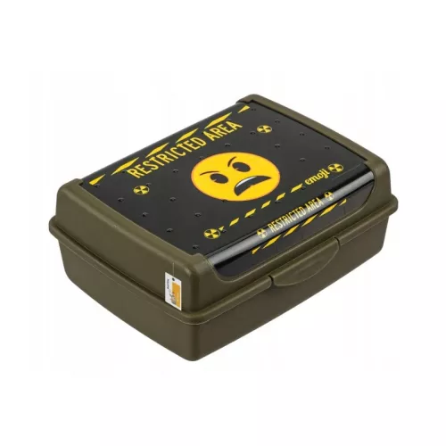 Pārtikas uzglabāšanas trauks deco-click-box midi 1L Carla "Emoji Danger" 17x13x7cm olīvu krāsā