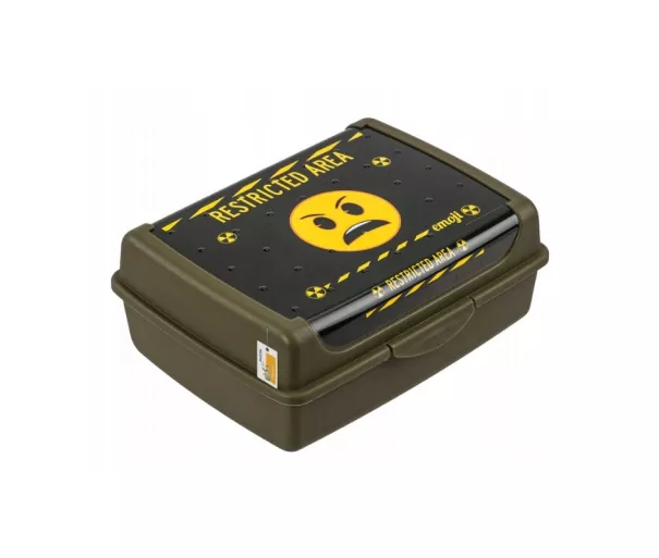 Toidu hoiukarp deco-click-box midi 1L Carla "Emoji Danger" 17x13x7cm oliivroheline