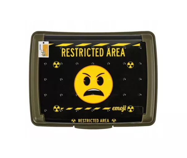 Toidu hoiukarp deco-click-box midi 1L Carla "Emoji Danger" 17x13x7cm oliivroheline
