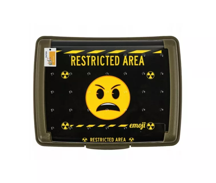 Maisto laikymo indelis „deco-click-box midi“ 1 l Carla „Emoji Danger“ 17 x 13 x 7 cm, alyvuogių spalvos