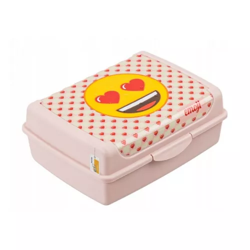 Pārtikas uzglabāšanas trauks deco-click-box midi 1L Carla "Emoji Hearts" 17x13x7cm rozā