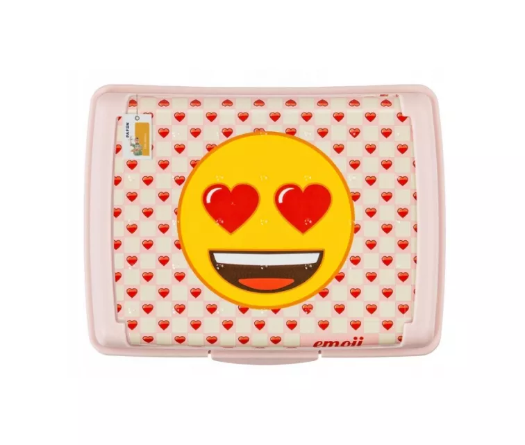 Maisto laikymo indelis „deco-click-box midi“ 1 l Carla „Emoji Hearts“ 17 x 13 x 7 cm, rožinis