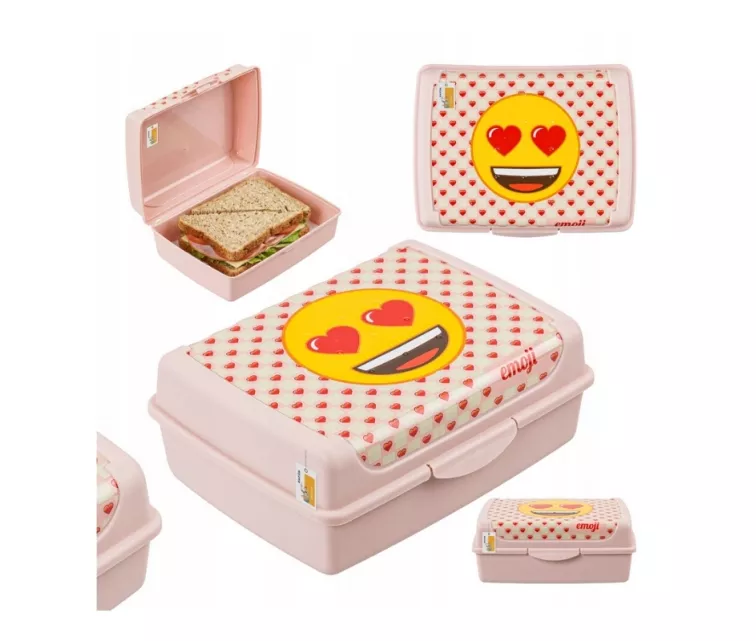Maisto laikymo indelis „deco-click-box midi“ 1 l Carla „Emoji Hearts“ 17 x 13 x 7 cm, rožinis