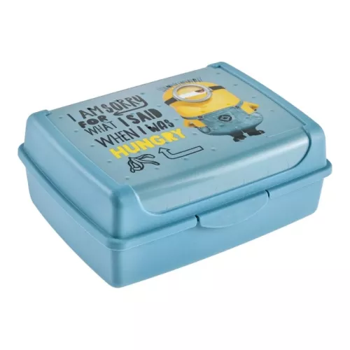 Pārtikas uzglabāšanas trauks deco-click-box midi 1L Carla "Minions Hungry" 17x13x7cm gaiši zils