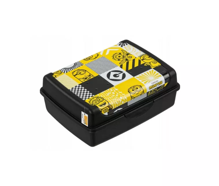 Контейнер для хранения продуктов deco-click-box midi 1L Carla "Мозаика с миньонами" 17x13x7 см, черный
