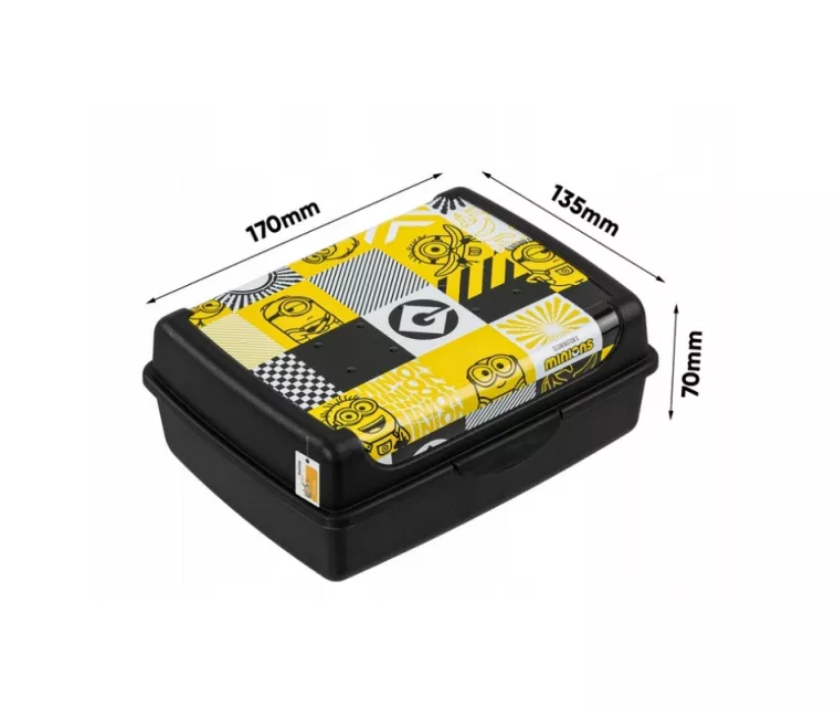 Контейнер для хранения продуктов deco-click-box midi 1L Carla "Мозаика с миньонами" 17x13x7 см, черный